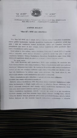 "Hacı Kredit İttifaqı" MMC-nin illik hesabatının auditor təsdiqi.